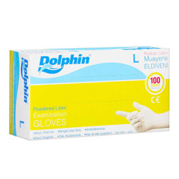 Dolphin Lateks Pudralı Muayene Eldiveni L