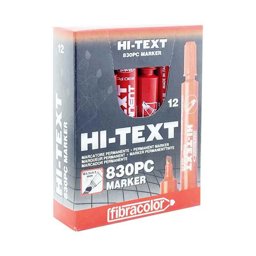 Hi-Text 830-PC Permanent Koli Kalemi Kesik Uçlu 12'li - Kırmızı