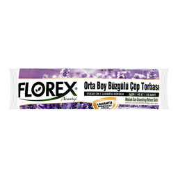 Florex 403 Büzgülü Çöp Poşeti Orta Boy 55 x 60 cm 10 Adet Lavanta Kokulu - Mor