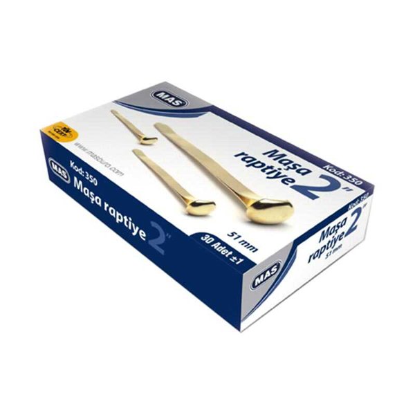 Metal Raptiye Mas 350 Maşa Raptiye Metal 51 mm 30 Adet - Sarı - İşte Kırtasiye