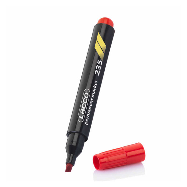 Lacco 235 Permanent Koli Kalemi Kesik Uç 12 Adet Kırmızı