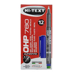 Hi-Text 780 M Asetat Kalemi Silgili 0.8 mm Mavi 12 Adet
