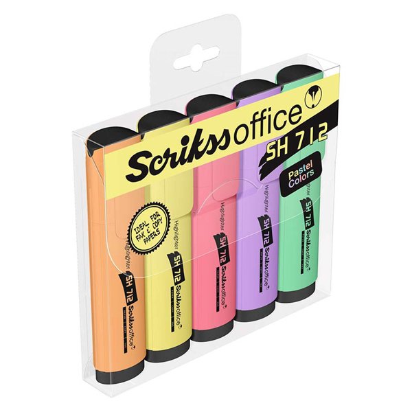 Scrikss SH712 Fosforlu Kalem 5'li Paket - Pastel Renkler resmi